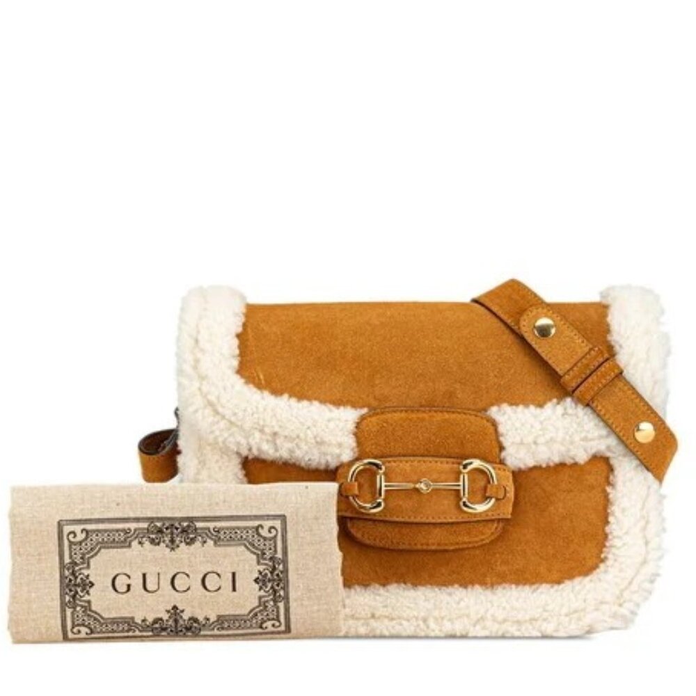 🔥🔥Gucci Horsebit 1955 Shoulder Bag 602204 Suede Mouton - Picture 3 of 13